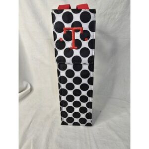 Thirty-one 31 insulated wine bottle cooler carry bag black‎ white polka dot "T"
